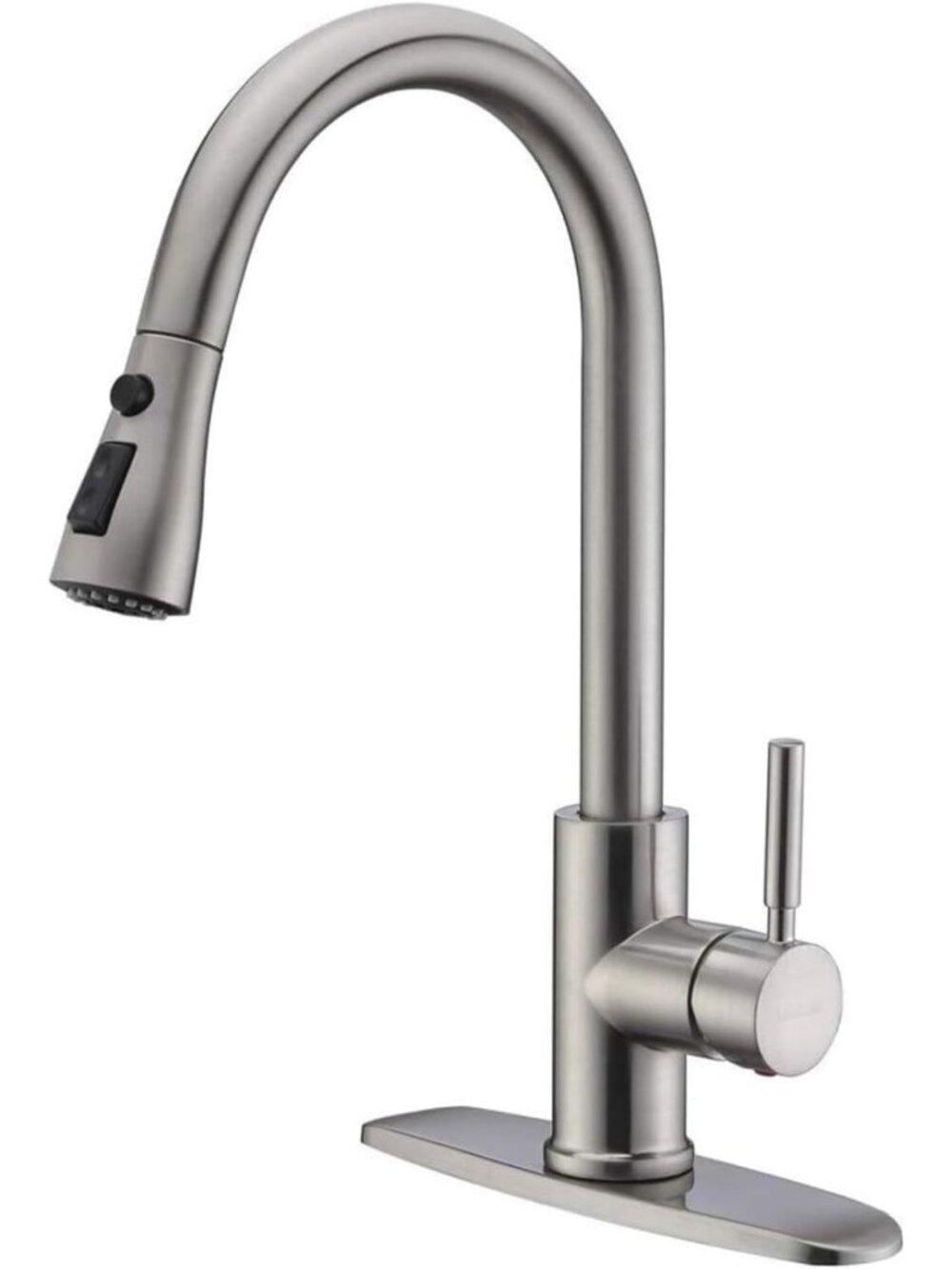 Brushed Nickel High-Arc Kitchen Faucet with 3-Mode Pull-Down Sprayer